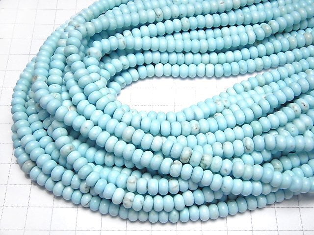 [Video] Magnesite Turquoise Roundel 6x6x3.5mm 1strand beads (aprx.15inch / 36cm)