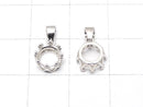 [Video]Silver925 Crown Pendant Frame Round Faceted 6mm Rhodium Plated 1pc