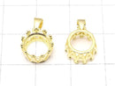 [Video]Silver925 Crown Pendant Frame Round Faceted 8mm 18KGP 1pc