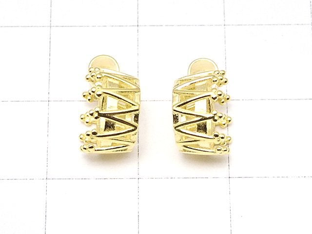 [Video]Silver925 Crown Pendant Frame Round Faceted 8mm 18KGP 1pc