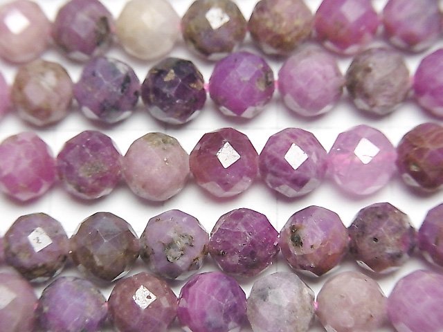 [Video] High Quality! Ruby AA Faceted Round 6mm half or 1strand beads (aprx.15inch / 37cm)