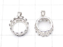 [Video]Silver925 Crown Pendant Frame Round Faceted 10mm Rhodium Plated 1pc