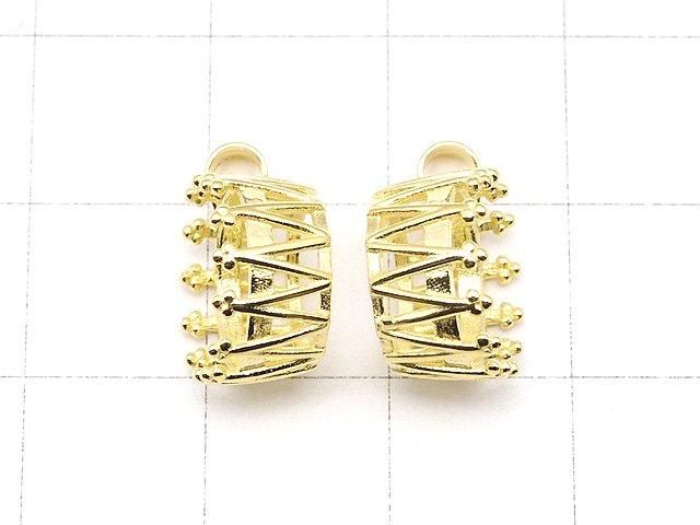 [Video] Silver925 Crown Pendant Frame Round Faceted 10mm 18KGP 1pc