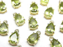 [Video]High Quality Peridot AAA Bezel Setting Pear shape Faceted 8x6mm 18KGP 1pc