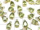 [Video]High Quality Peridot AAA Bezel Setting Pear shape Faceted 8x6mm 18KGP 1pc