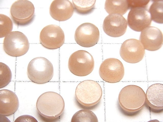 [Video] Peach Moonstone AAA- Round Cabochon 6x6mm 10pcs