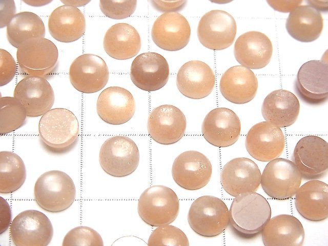 [Video] Peach Moonstone AAA- Round Cabochon 6x6mm 10pcs