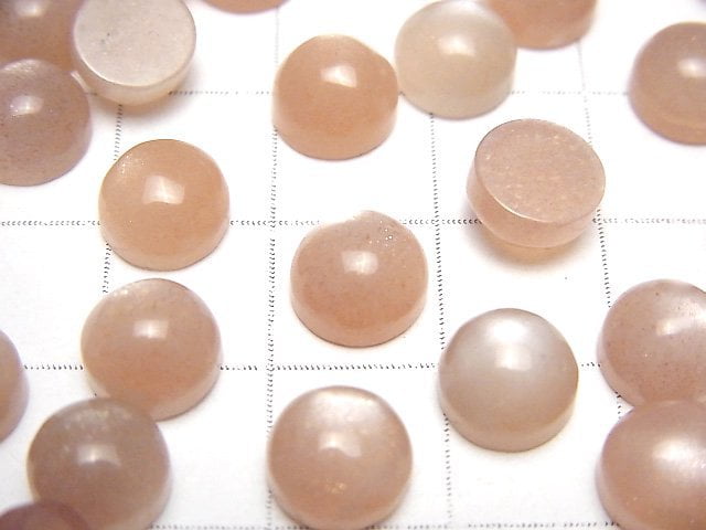 [Video] Peach Moonstone AAA- Round Cabochon 8x8mm 5pcs