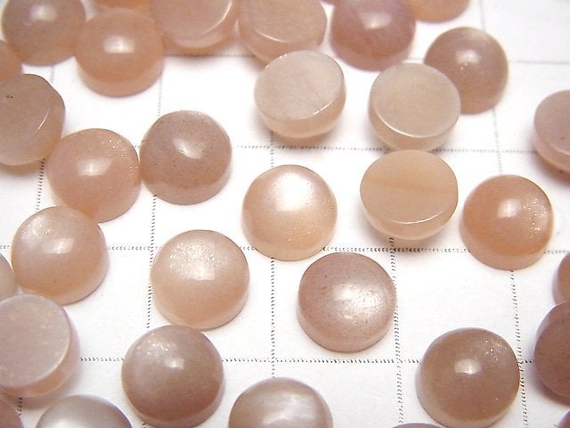 [Video] Peach Moonstone AAA- Round Cabochon 8x8mm 5pcs