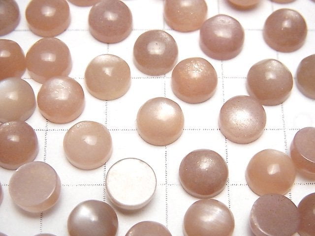 [Video] Peach Moonstone AAA- Round Cabochon 8x8mm 5pcs