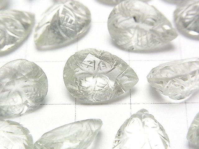 [Video] High Quality Green Amethyst AAA Carved Pear shape Faceted 14x10mm 2pcs