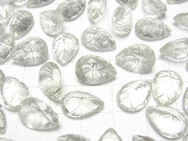 [Video] High Quality Green Amethyst AAA Carved Pear shape Faceted 14x10mm 2pcs