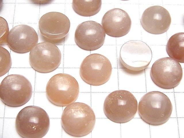 [Video] Peach Moonstone AAA- Round Cabochon 12x12mm 2pcs