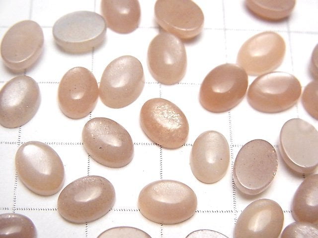 [Video] Peach Moonstone AAA- Oval Cabochon 8x6mm 10pcs