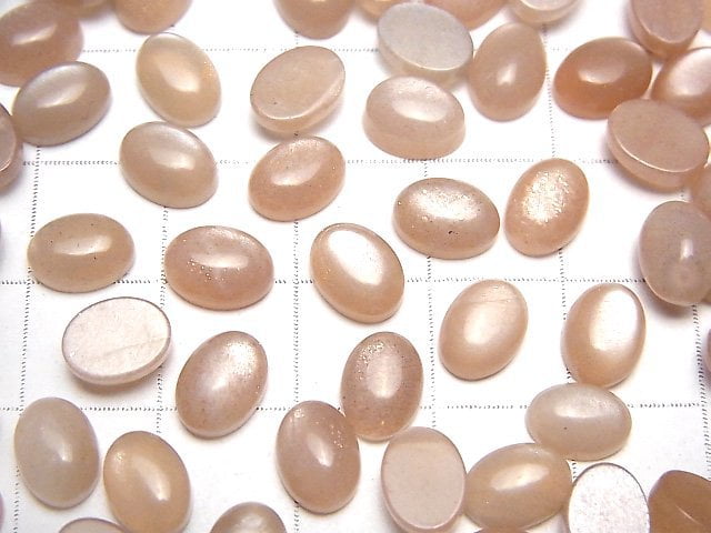 [Video] Peach Moonstone AAA- Oval Cabochon 8x6mm 10pcs