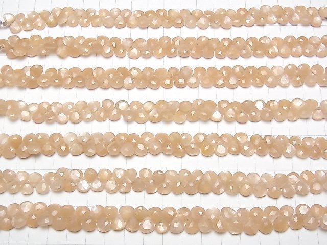 [Video] High Quality Peach Moonstone AA++ Chestnut Faceted Briolette half or 1strand beads (aprx.7inch / 18cm)