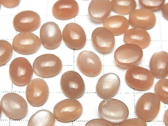 [Video] Peach Moonstone AA++ Oval Cabochon 10x8mm 4pcs