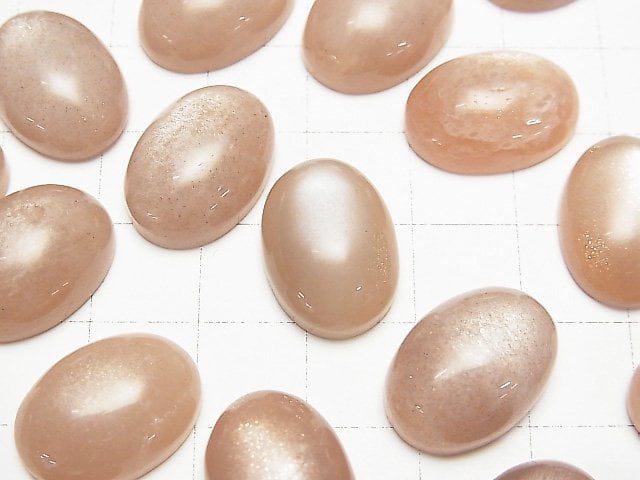 [Video] Peach Moonstone AA++ Oval Cabochon 18x13mm 2pcs