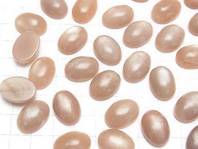 [Video] Peach Moonstone AA++ Oval Cabochon 18x13mm 2pcs