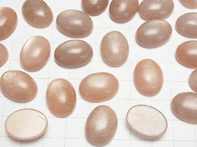 [Video] Peach Moonstone AAA- Oval Cabochon 20x15mm 2pcs