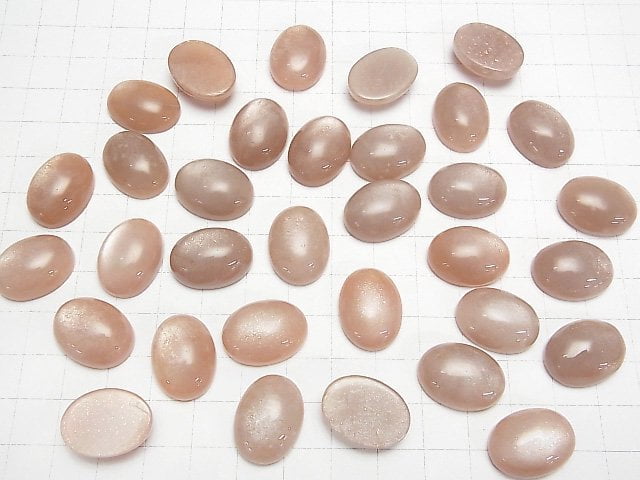 [Video] Peach Moonstone AAA- Oval Cabochon 20x15mm 2pcs