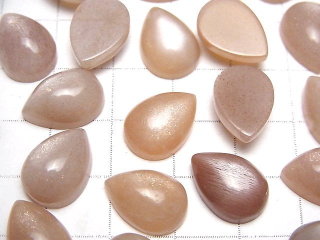 [Video] Peach Moonstone AAA- Pear shape Cabochon 14x10mm 2pcs