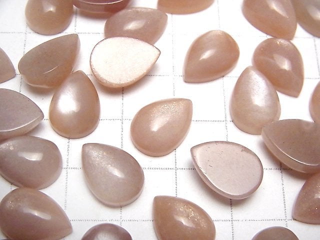 [Video] Peach Moonstone AAA- Pear shape Cabochon 14x10mm 2pcs