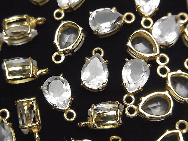 Bezel Setting, Crystal Quartz, Pear Shape Gemstone Beads