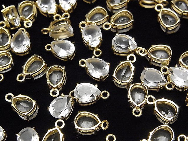 [Video] High Quality Crystal AAA Bezel Setting Pear shape Faceted 8x6mm 18KGP 2pcs