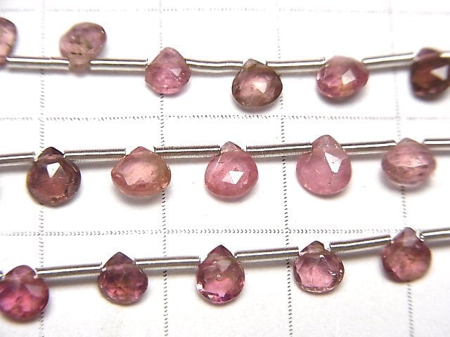 [Video] Pink Tourmaline AA+ Chestnut Faceted Briolette 1strand beads (aprx.6inch / 16cm)