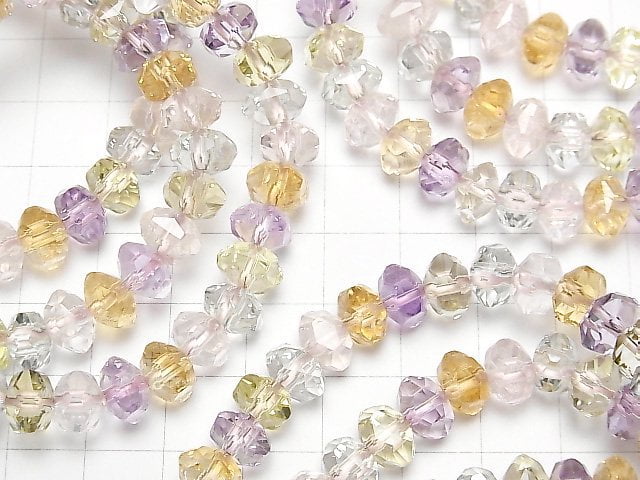 [Video] High Quality! Mixed Stone AAA- Star Faceted Button Roundel 9x9x6mm Bracelet