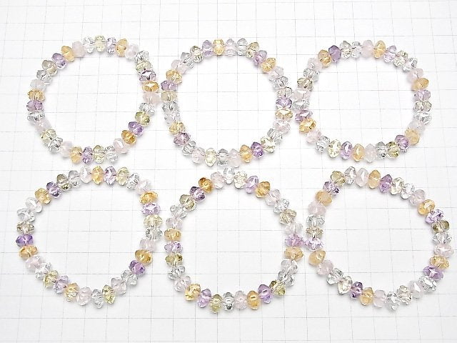 [Video] High Quality! Mixed Stone AAA-Star Faceted Button Rondelle 9x9x6mm Bracelet
