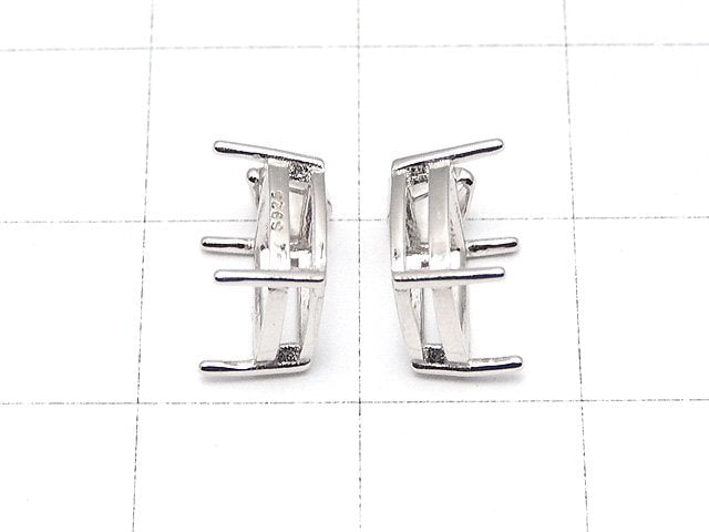 [Video] Silver925 Pendant Frame Square Faceted 8mm Rhodium Plated 1pc