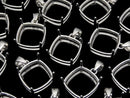 [Video] Silver925 Pendant Frame Square Faceted 10mm Rhodium Plated 1pc