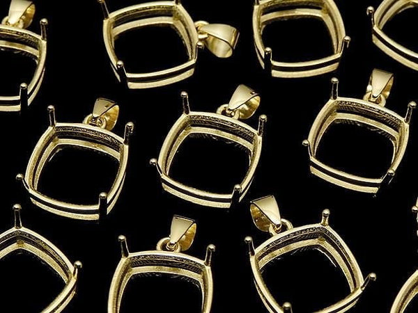 [Video] Silver925 Pendant Frame Square Faceted 10mm 18KGP 1pc