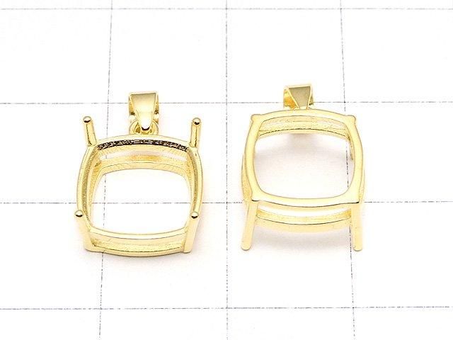 [Video] Silver925 Pendant Frame Square Faceted 10mm 18KGP 1pc