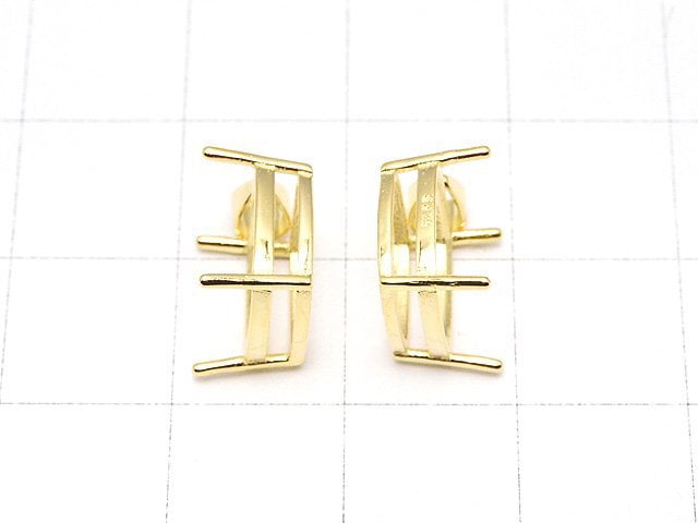 [Video] Silver925 Pendant Frame Square Faceted 10mm 18KGP 1pc