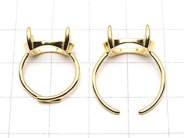 [Video] Silver925 Ring Frame (Prong Setting) Horizontal Oval 14x10mm 18KGP Free Size 1pc