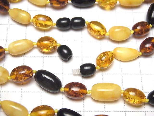 [Video] Baltic Amber Multicolor Nugget Necklace 1strand beads (aprx.19inch / 46cm)