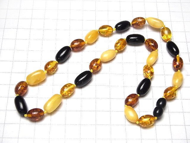 [Video] Baltic Amber Multicolor Nugget Necklace 1strand beads (aprx.19inch / 46cm)