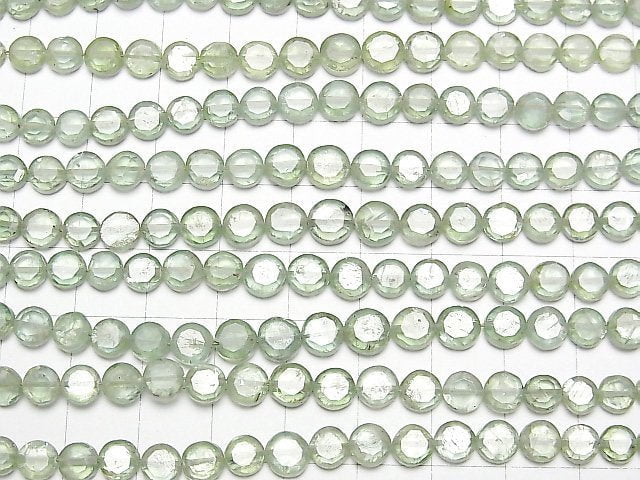 [Video]High Quality Green Kyanite AA++ Faceted Coin half or 1strand beads (aprx.7inch/18cm)