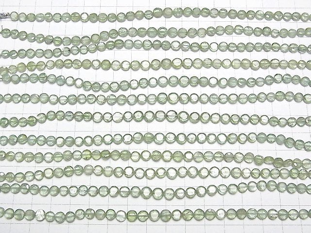 [Video]High Quality Green Kyanite AA++ Faceted Coin half or 1strand beads (aprx.7inch/18cm)