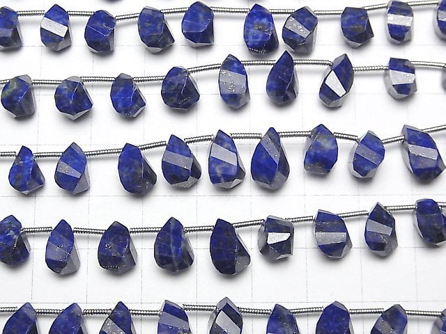 [Video]High Quality Lapislazuli AAA-Drop 4Faceted Twist Faceted Briolette half or 1strand (20pcs )