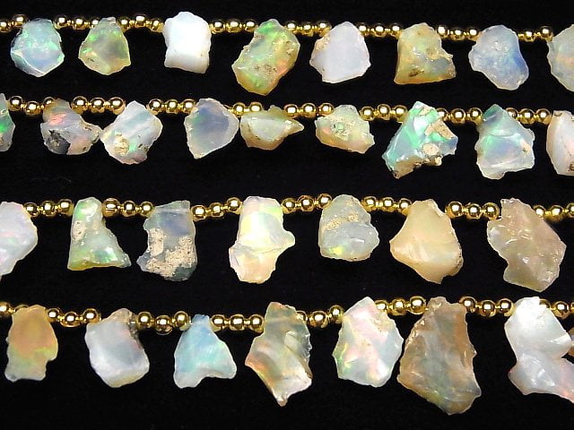 [Video] Ethiopia Opal AA++ Rough Rock Nugget Top Side Drilled Hole 1strand (12pcs )