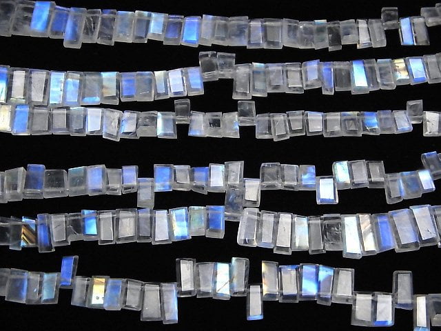 [Video]High Quality Rainbow Moonstone AAA- Faceted Rectangle half or 1strand beads (aprx.10inch/25cm)