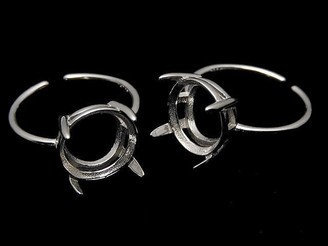 [Video] Silver925 Ring Frame (Prong Setting) Round Faceted 10mm Rhodium Plated One Size Fits All 1pc