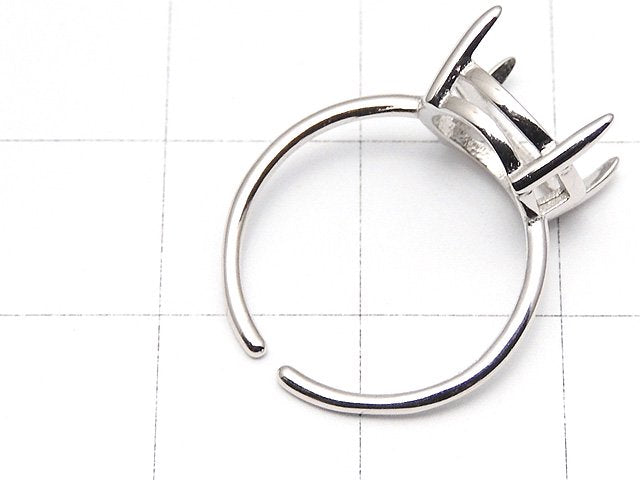 [Video] Silver925 Ring Frame (Prong Setting) Round Faceted 10mm Rhodium Plated Free Size 1pc