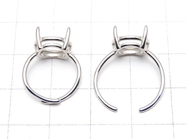 [Video] Silver925 Ring Frame (Prong Setting) Round Faceted 10mm Rhodium Plated Free Size 1pc