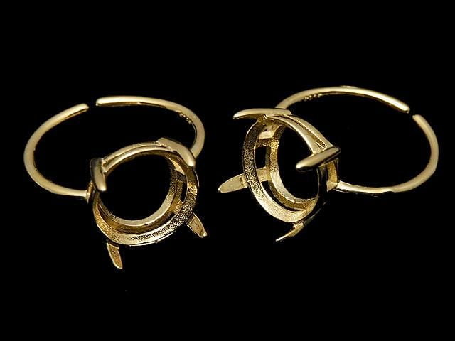 [Video] Silver925 Ring Frame (Prong Setting) Round Faceted 10mm 18KGP Free Size 1pc