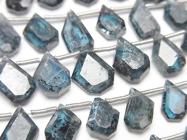 [Video] Indigo Blue Kyanite AA++ Rough Slice Faceted 1strand beads (approx. 6 inches/16 cm)